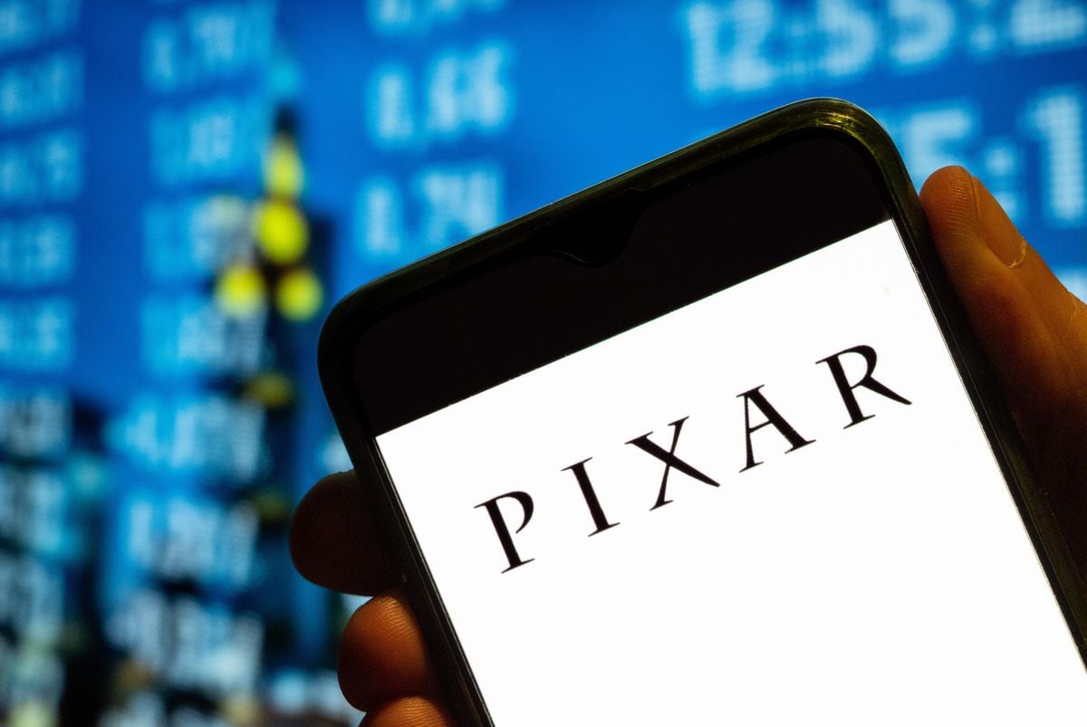 The Pixar logo on a smartphon