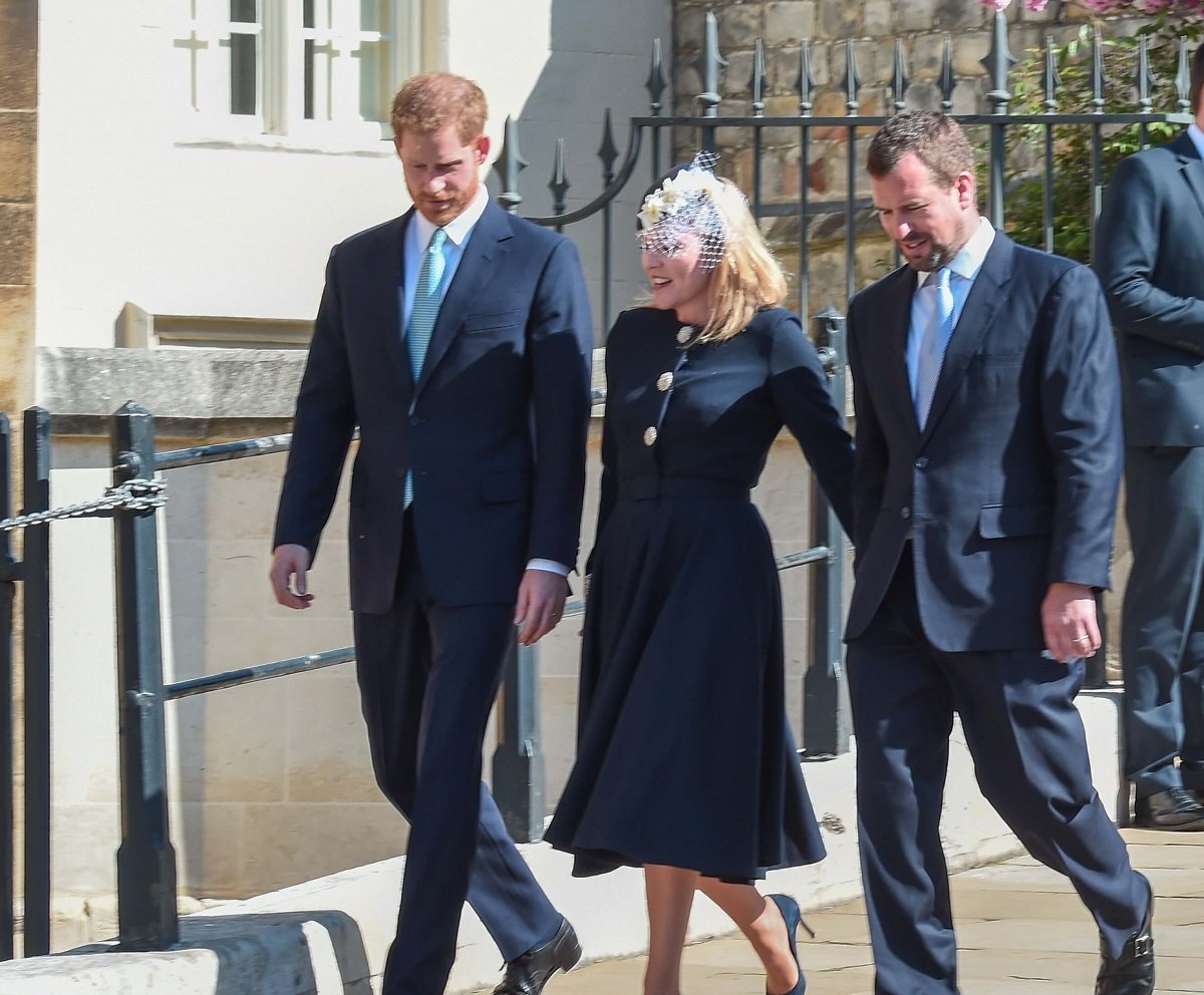 Prince Harry, Autumn Kelly, and Peter Phillips attend the Easter Sunday service at St. George's Chapel in 2019