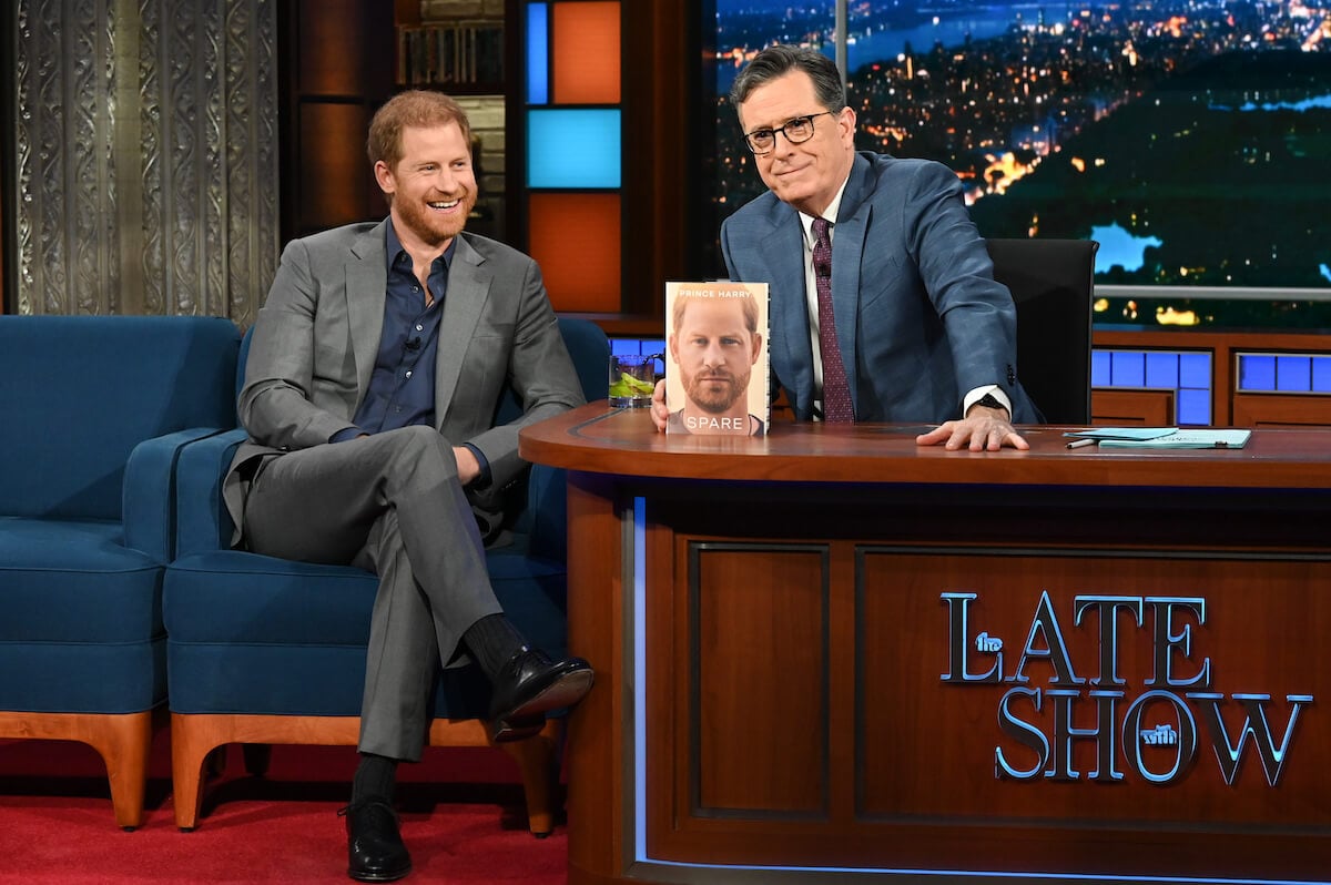 Prince Harry, who revealed random things about himself in 'Spare' in 2023, sits with Stephen Colbert