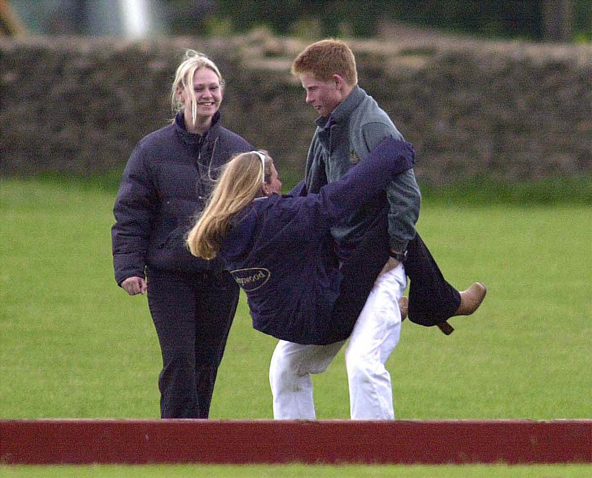 Prince Harry hanging out with female friends including Sasha Walpole (standing) at the Beaufort Polo Club 