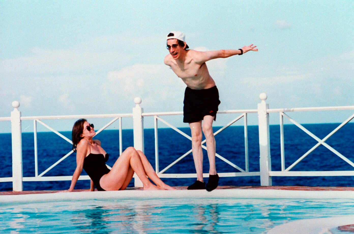 Richard Belzer and wife Harlee McBride at a pool