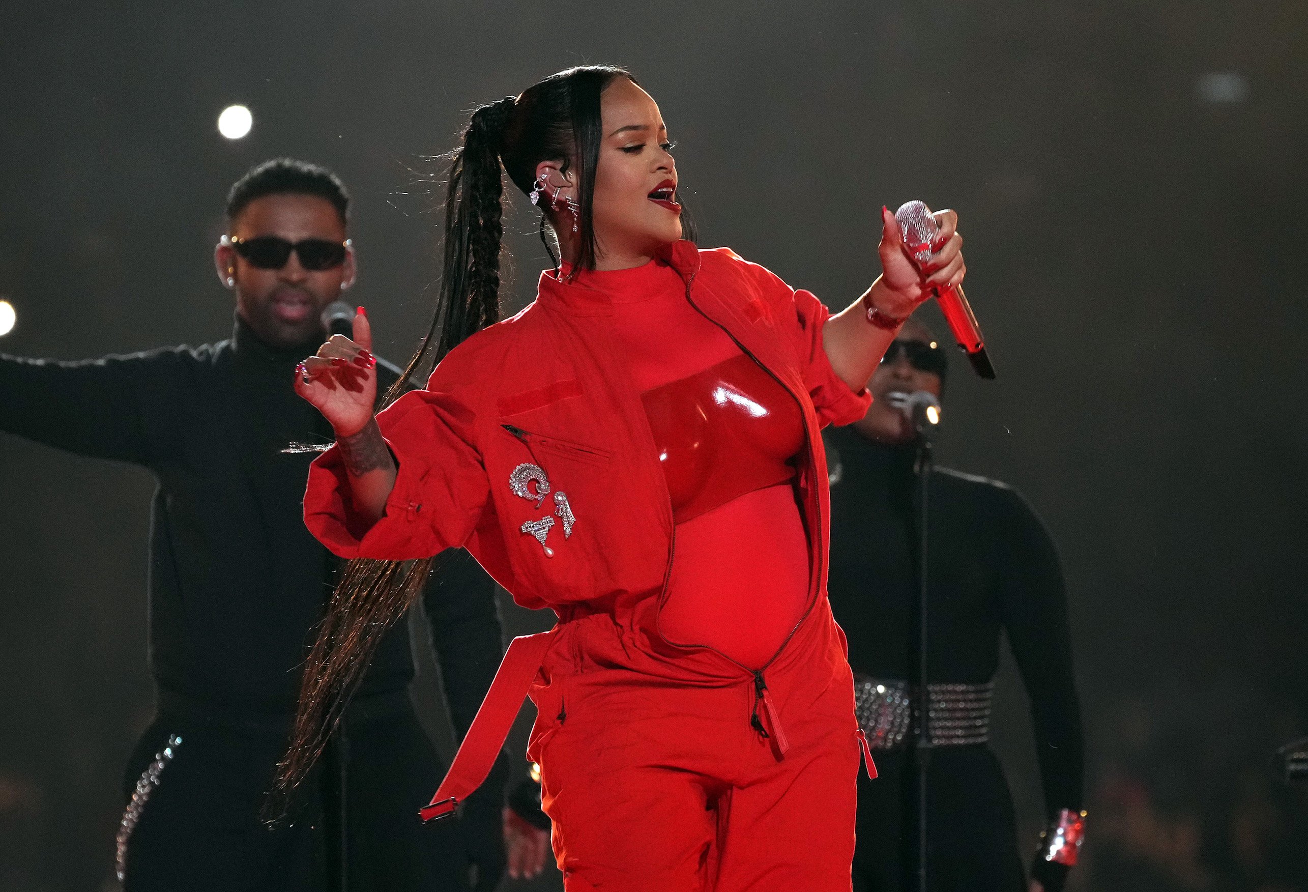 Rihanna performs during the Super Bowl LVII Halftime Show at State Farm Stadium in Glendale, Arizona