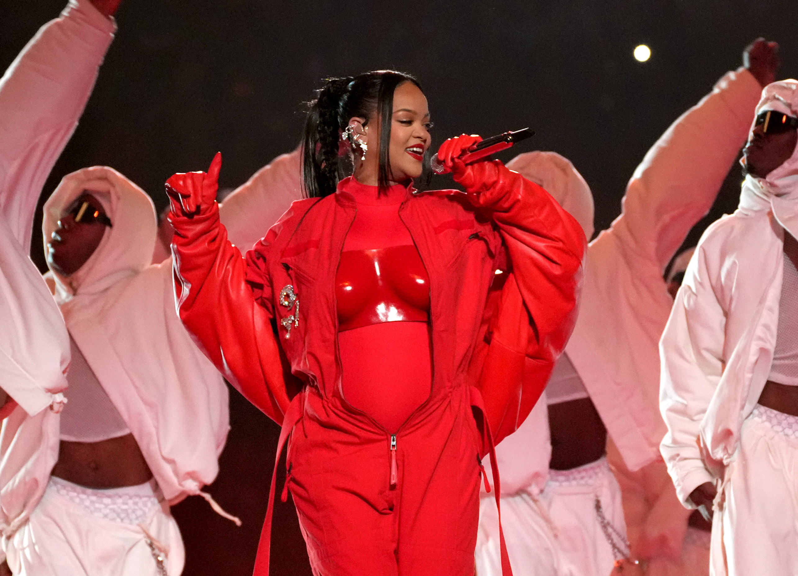 Rihanna performs during the Super Bowl LVII Halftime Show at State Farm Stadium in Glendale, Arizona