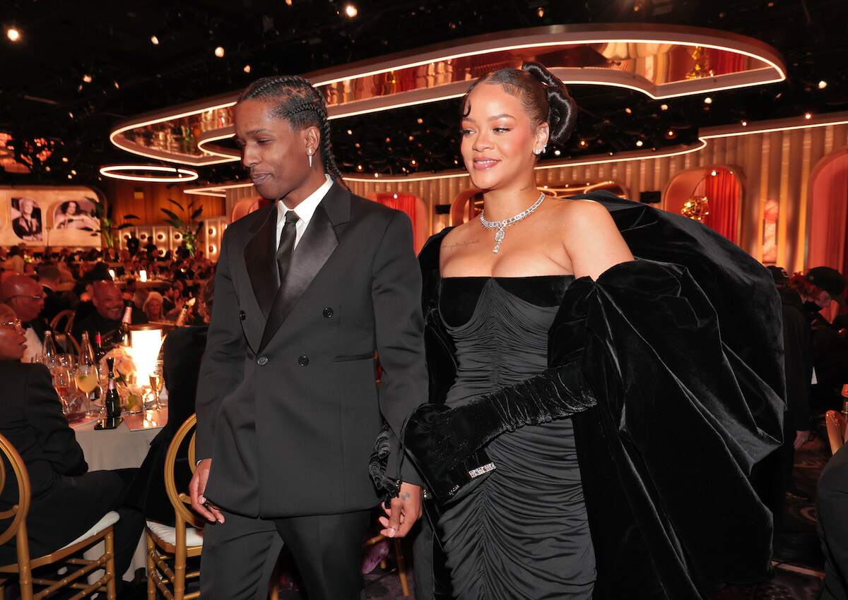New parents Rihanna and A$AP Rocky attend the 80th Annual Golden Globe Awards in all black outfits