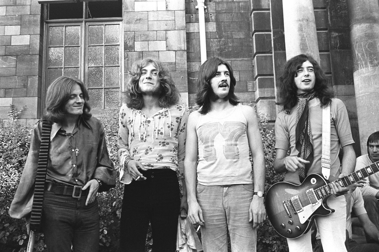 Led Zeppelin members (from left) John Paul Jones, Robert Plant, John Bonham, and Jimmy Page at the 1969 Bath Festival.