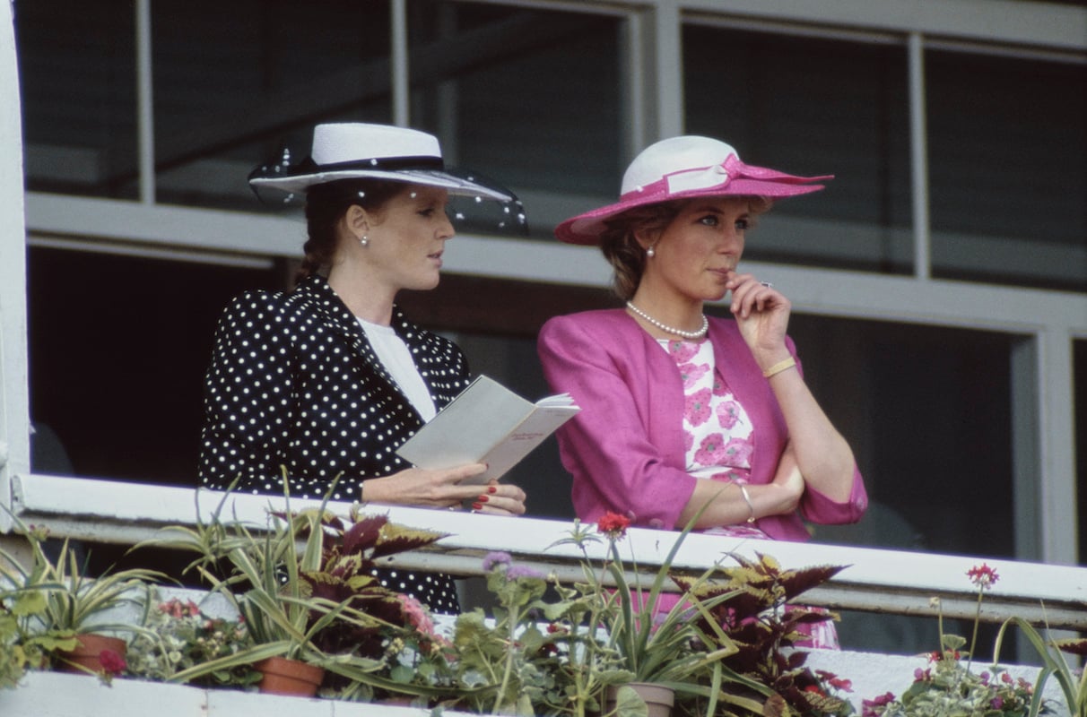 Sarah Ferguson, who shows 'underlying wariness and anxiety' like Camilla Parker Bowles, stands with Princess Diana