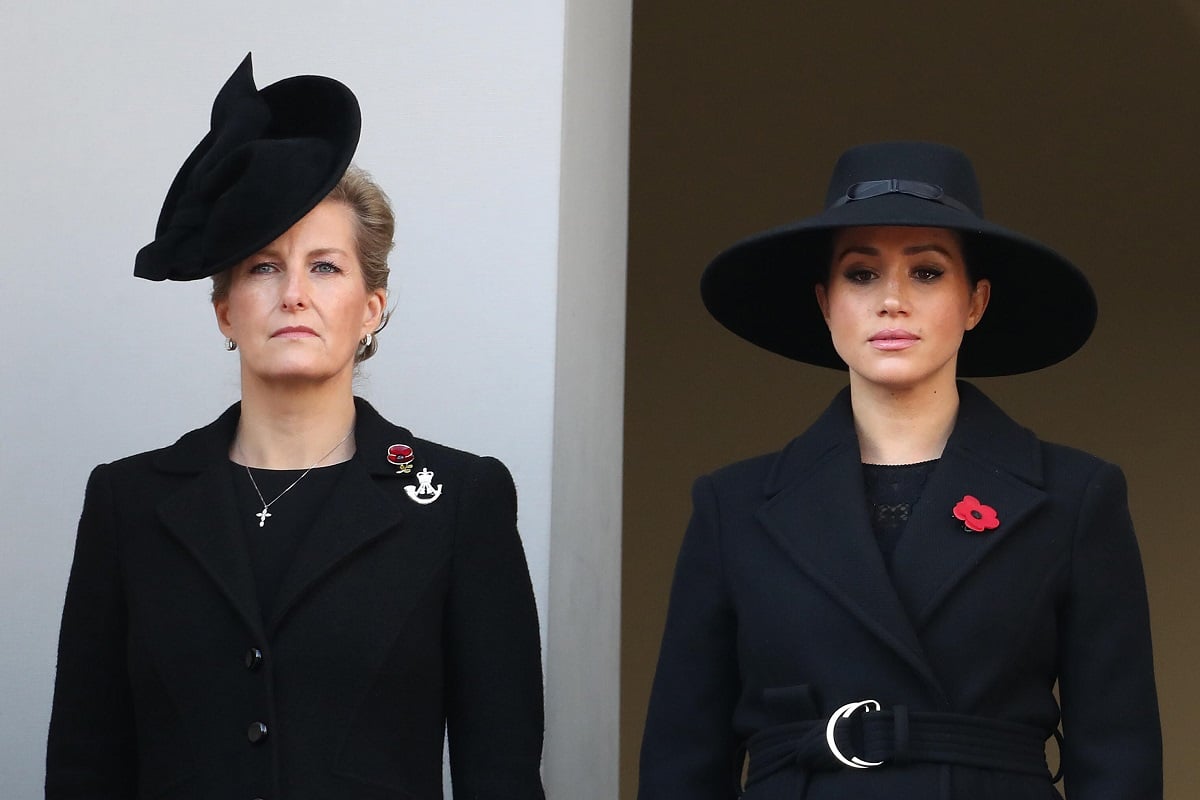 Sophie Wessex and Meghan Markle attend the Remembrance Sunday memorial at The Cenotaph in 2019