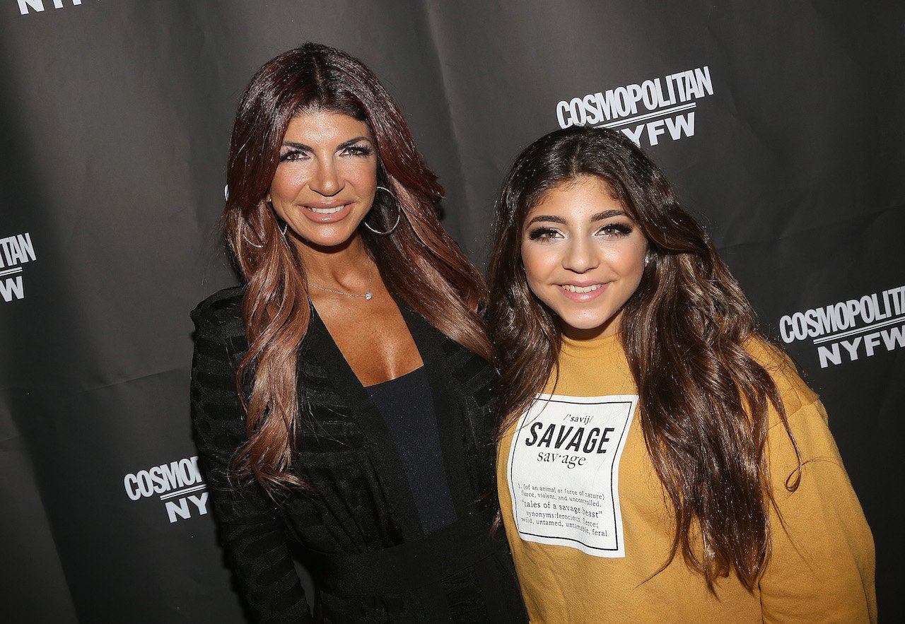 Teresa Giudice and Milania Giudice pose at the Cosmopolitan New York Fashon Week #Eye Candy event After Party at Planet Hollywood Times Square on February 8, 2019, in New York City.