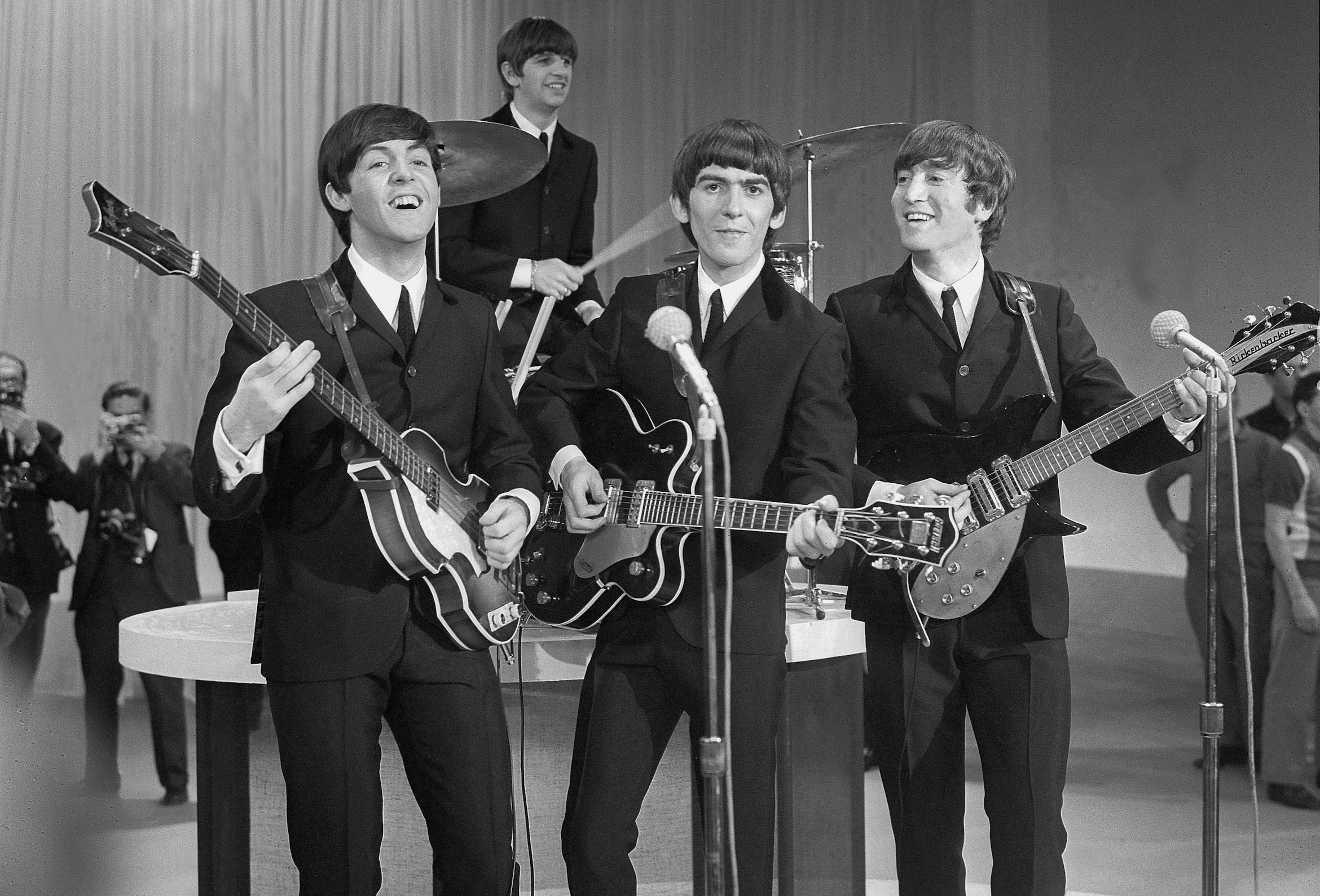 The Beatles prepare for their appearance on The Ed Sullivan Show in 1964