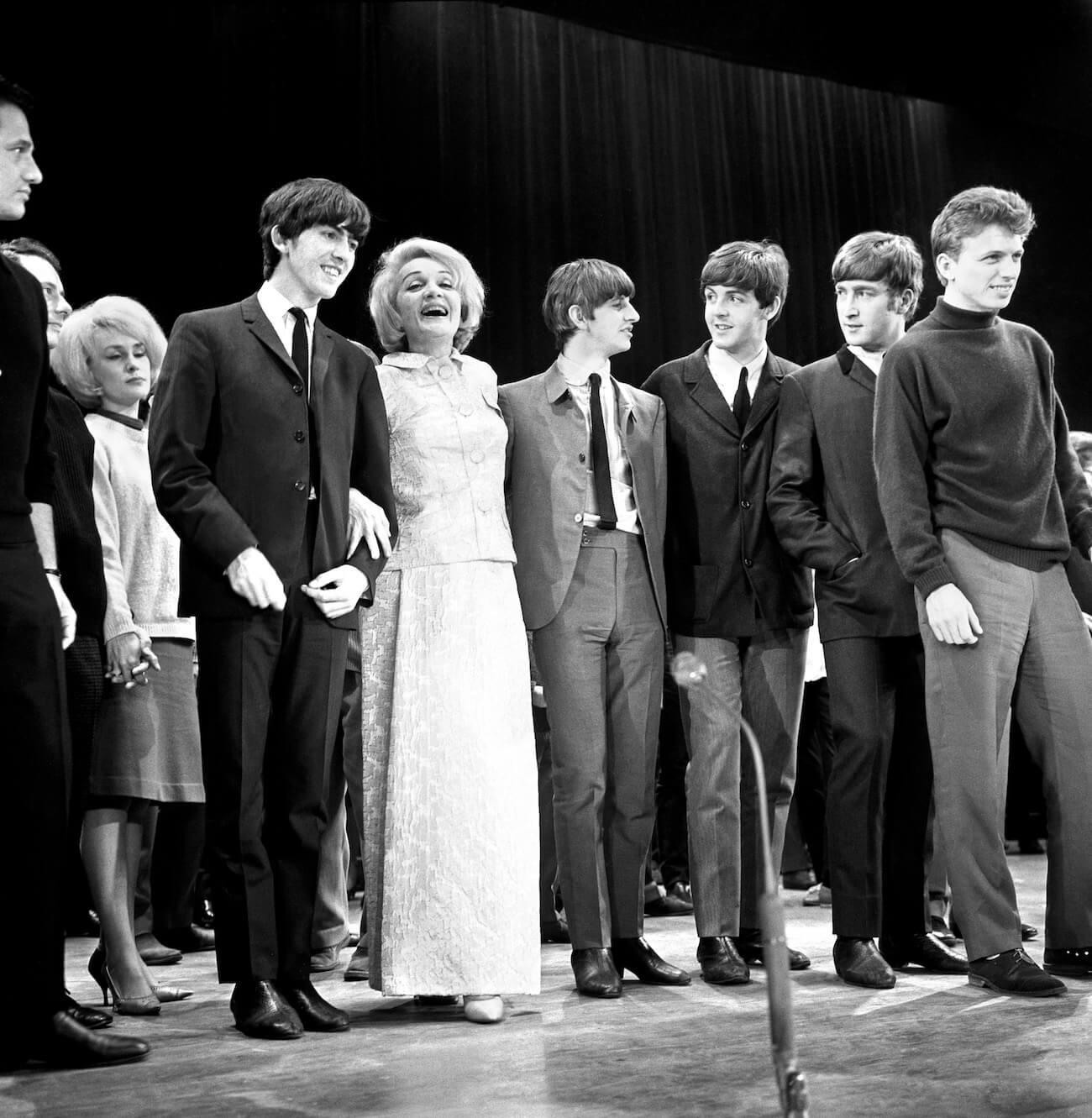 The Beatles and Marlene Dietrich at the Royal Variety Performance in 1963.