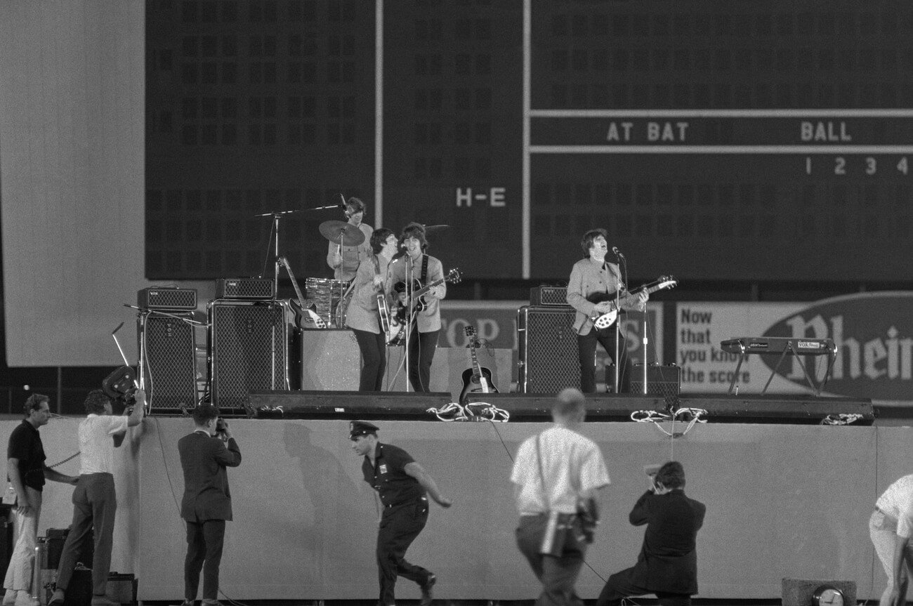 The Beatles performing at Shea Stadium in 1965.