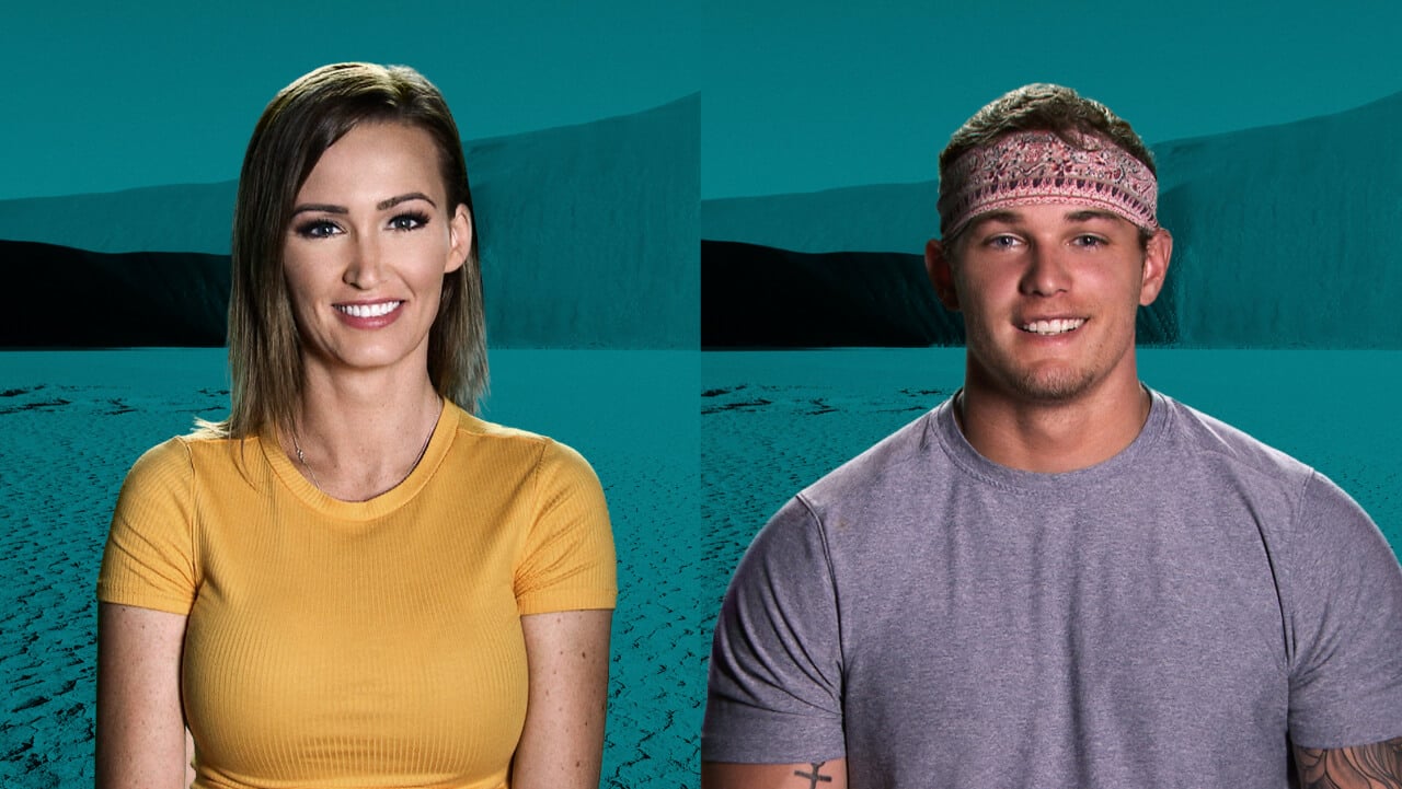 Ashley Mitchell and Hunter Barfield posing for 'The Challenge 33' cast photos