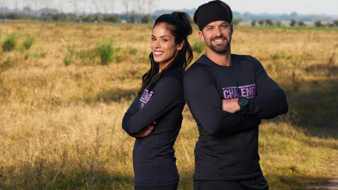 Nany Gonzalez and Johnny Bananas Devenanzio posing for 'The Challenge: Ride or Dies' cast photo