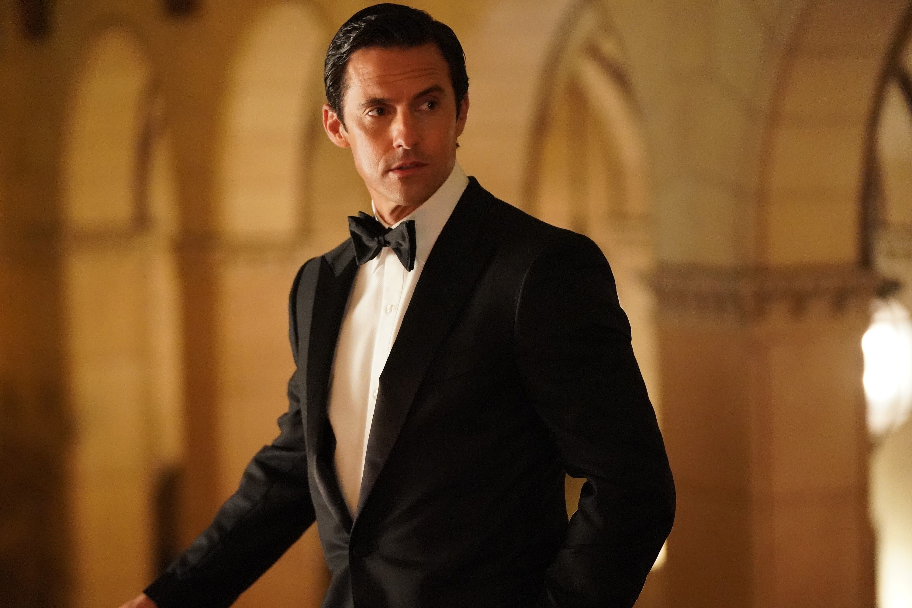 Milo Ventimiglia, who stars as Charlie Nicoletti in 'The Company You Keep cast, wears a black and white tux.