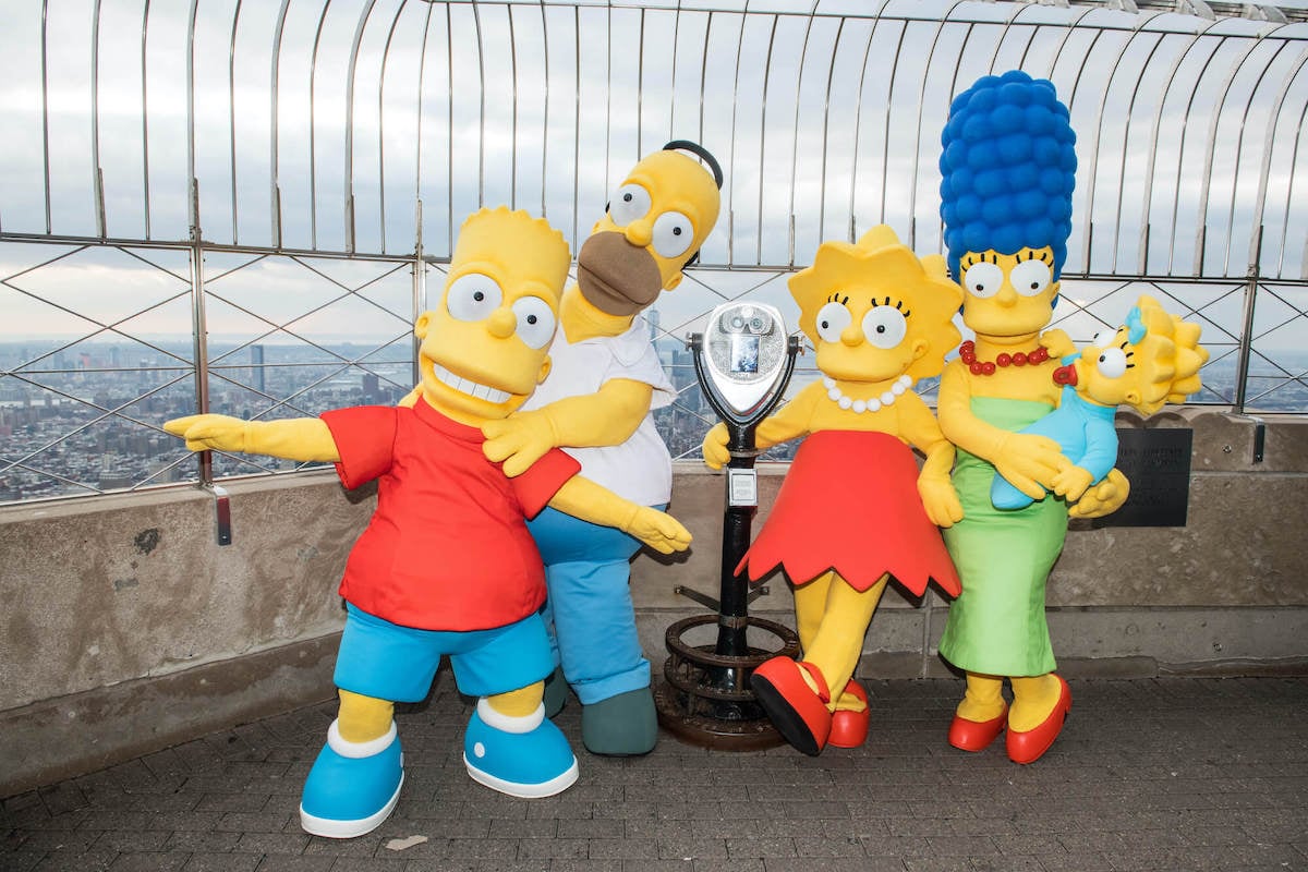 'The Simpsons' characters on top of the Empire State Building in New York, New York