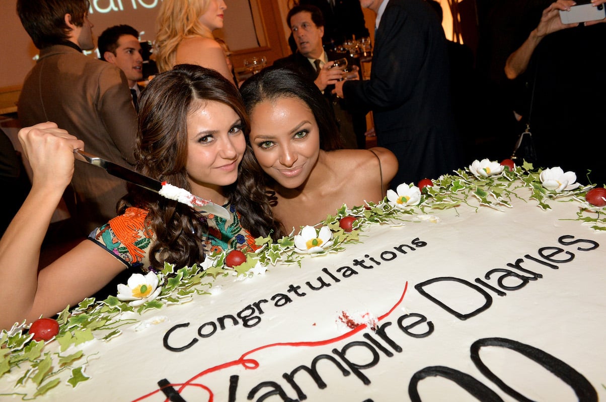 'Vampire Diaries': Nina Dobrev cuts the 100th episode cake with Kat Graham