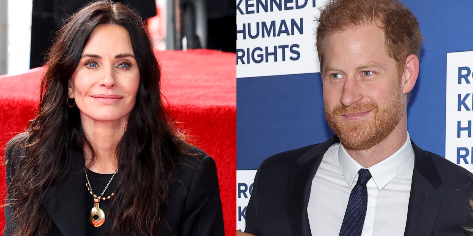 Courteney Cox and Prince Harry in side by side photographs.