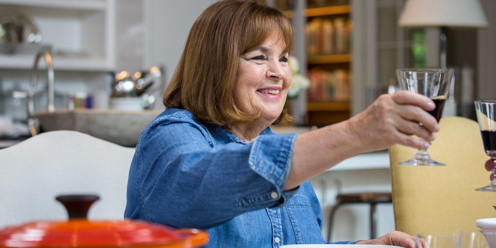 Ina Garten poses on the set of her Food Network series, 'The Barefoot Contessa.'