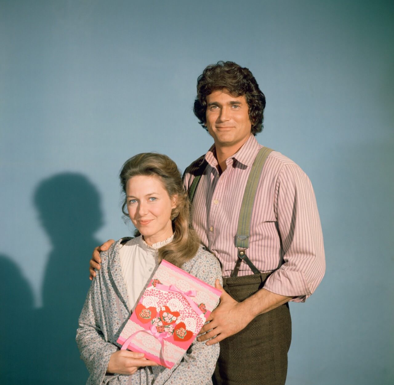 Karen Grassle as Ma Ingalls and Michael Landon as Charles Ingalls on Little House on the Prairie. 