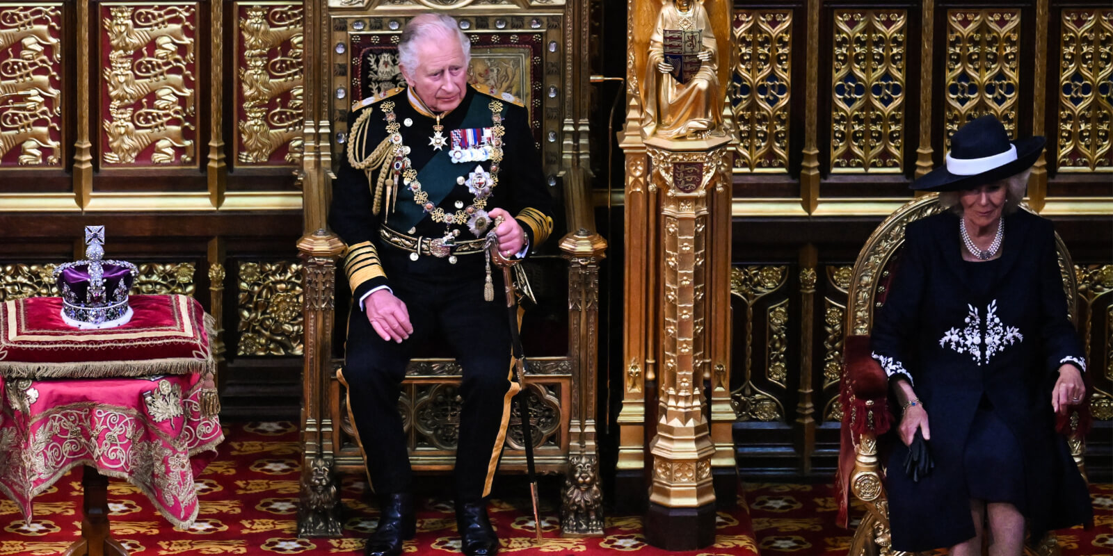 King Charles and Camilla Parker Bowles during the opening of Parliament.