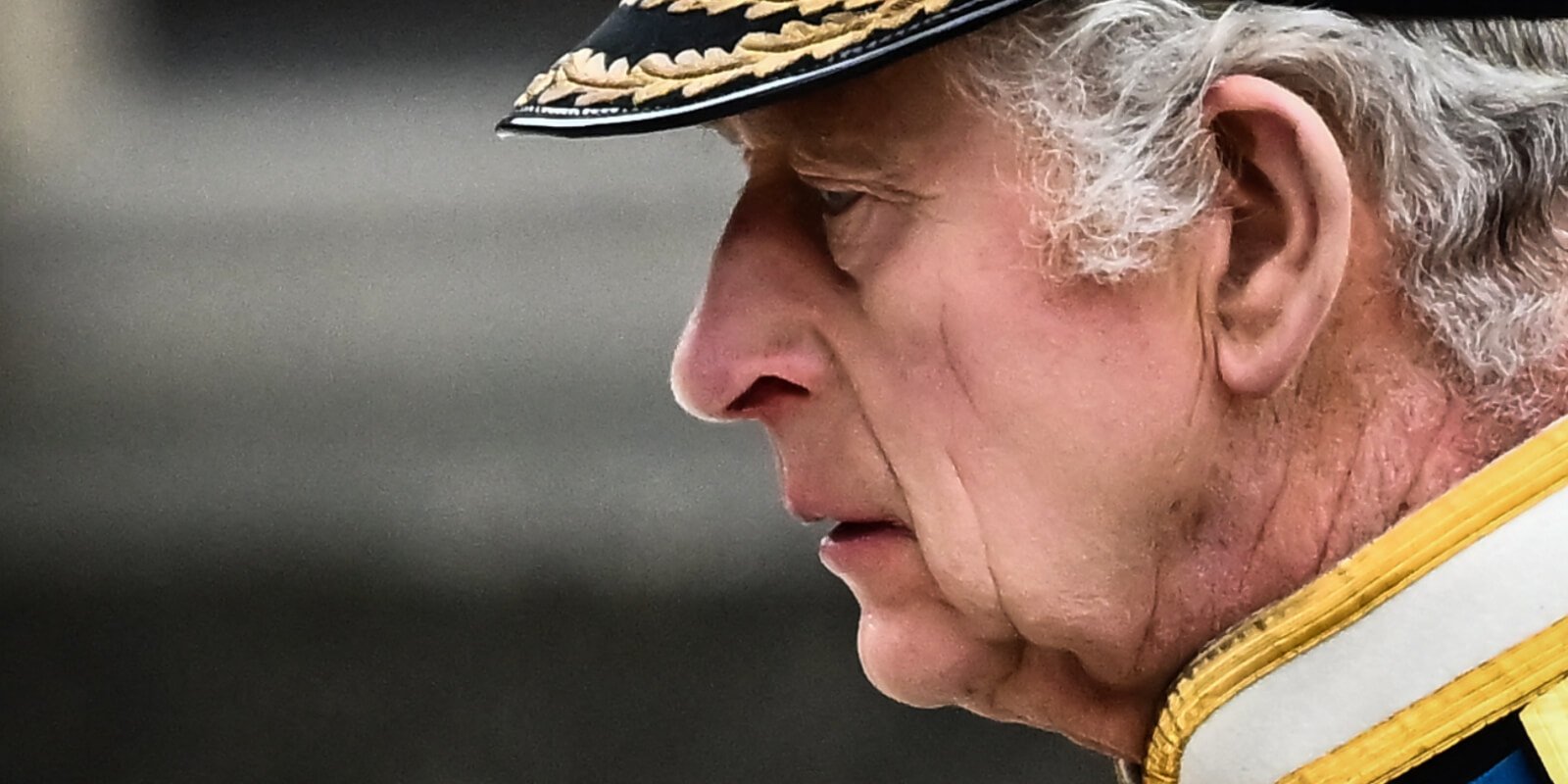 A profile photo of King Charles III at the funeral of his mother, Queen Elizabeth II, in Sept. 2022.