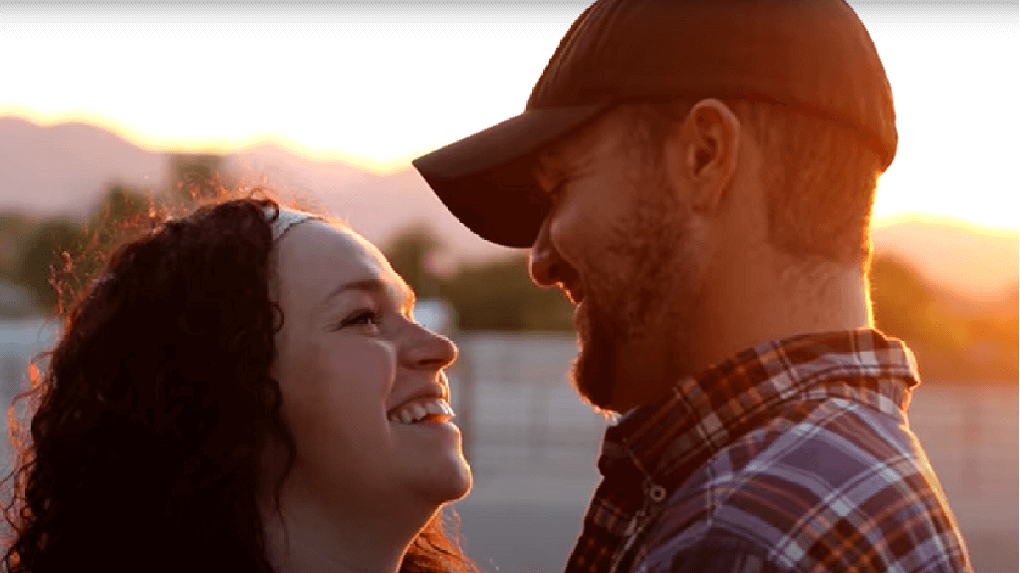 Madison and Caleb Brush pose together for engagement photos ahead of their 2016 wedding.