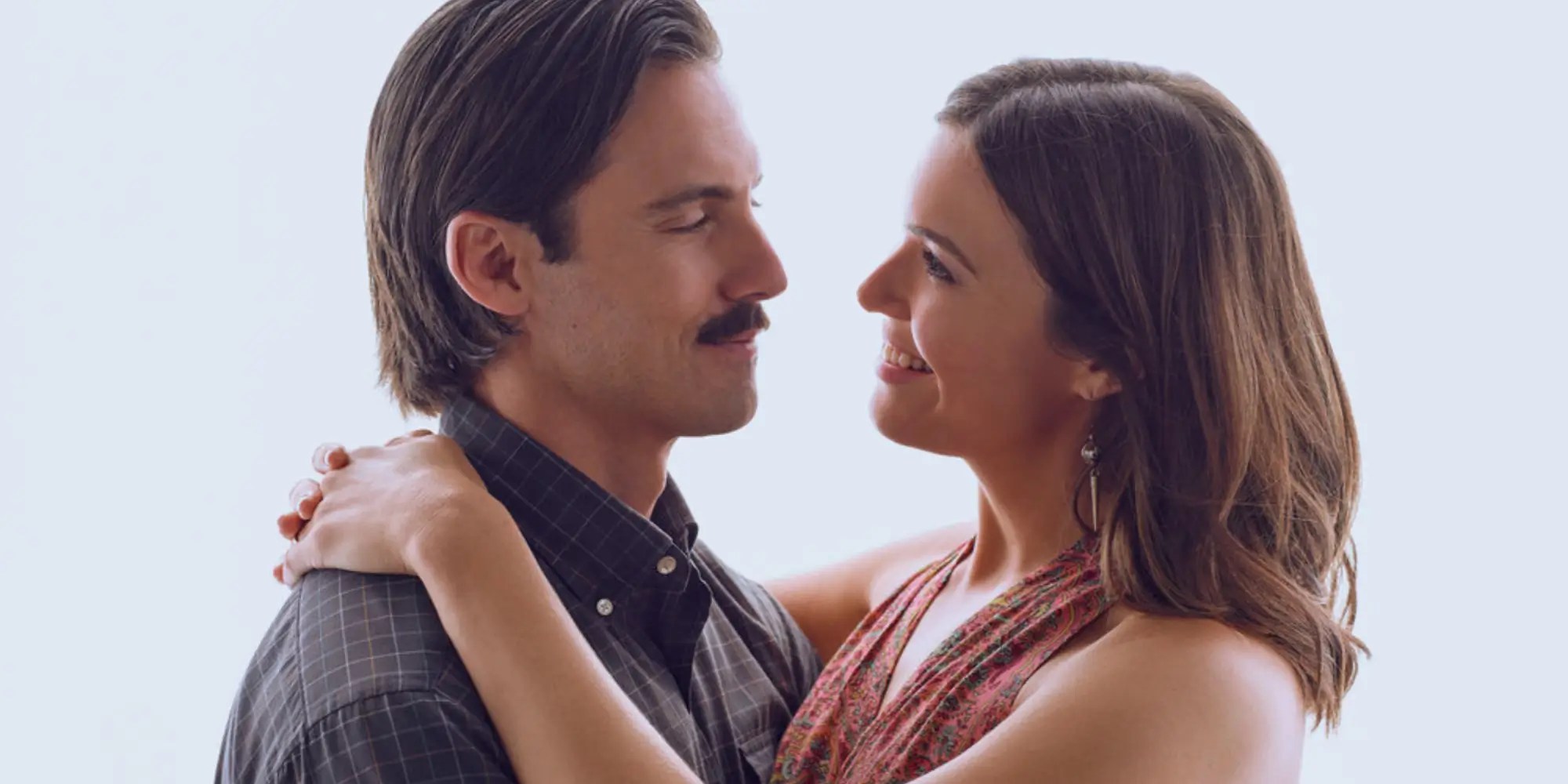 Milo Ventimiglia and Mandy Moore on the set of This Is Us.