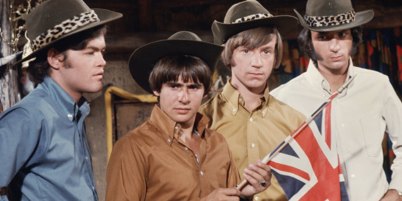 Micky Dolenz, Davy Jones, Peter Tork, and Mike Nesmith on the set of 'The Monkees.'