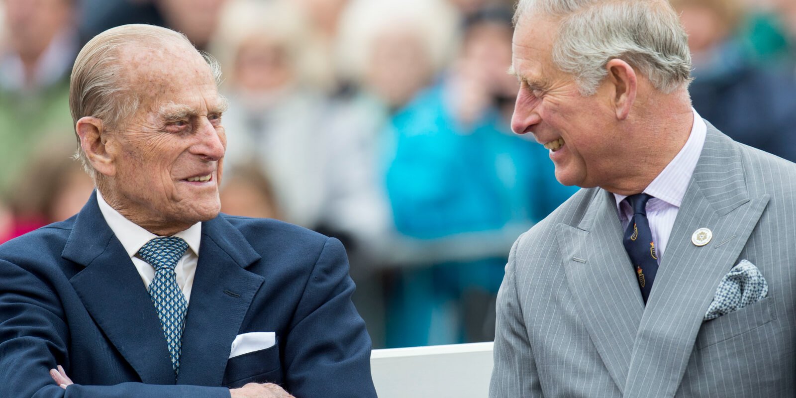 Prince Philip and King Charles III attend the unveiling of a statue of Queen Elizabeth The Queen Mother during a visit to Poundbury on October 27, 2016 in Poundbury, Dorset.