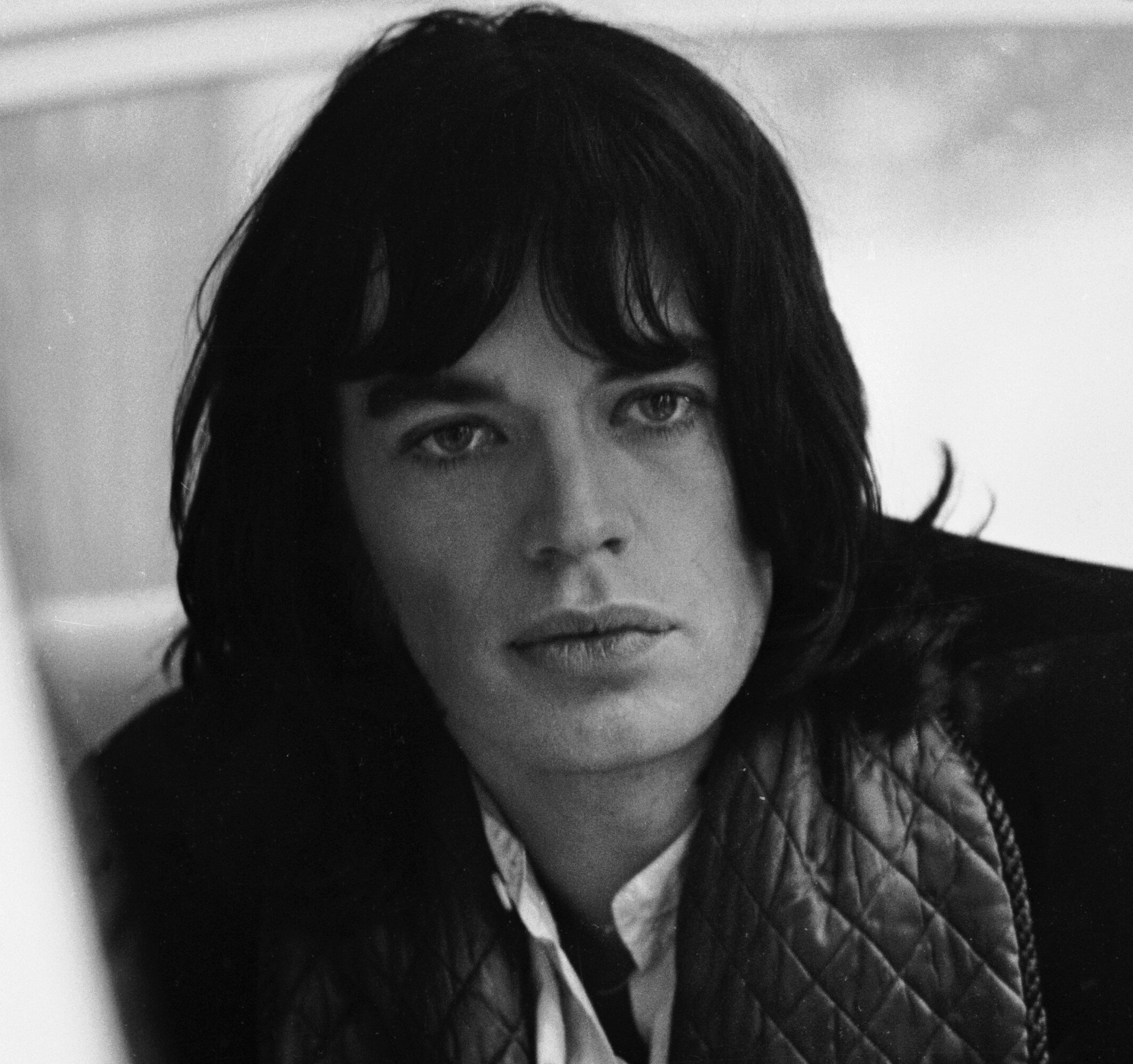 The Rolling Stones' Mick Jagger in black-and-white