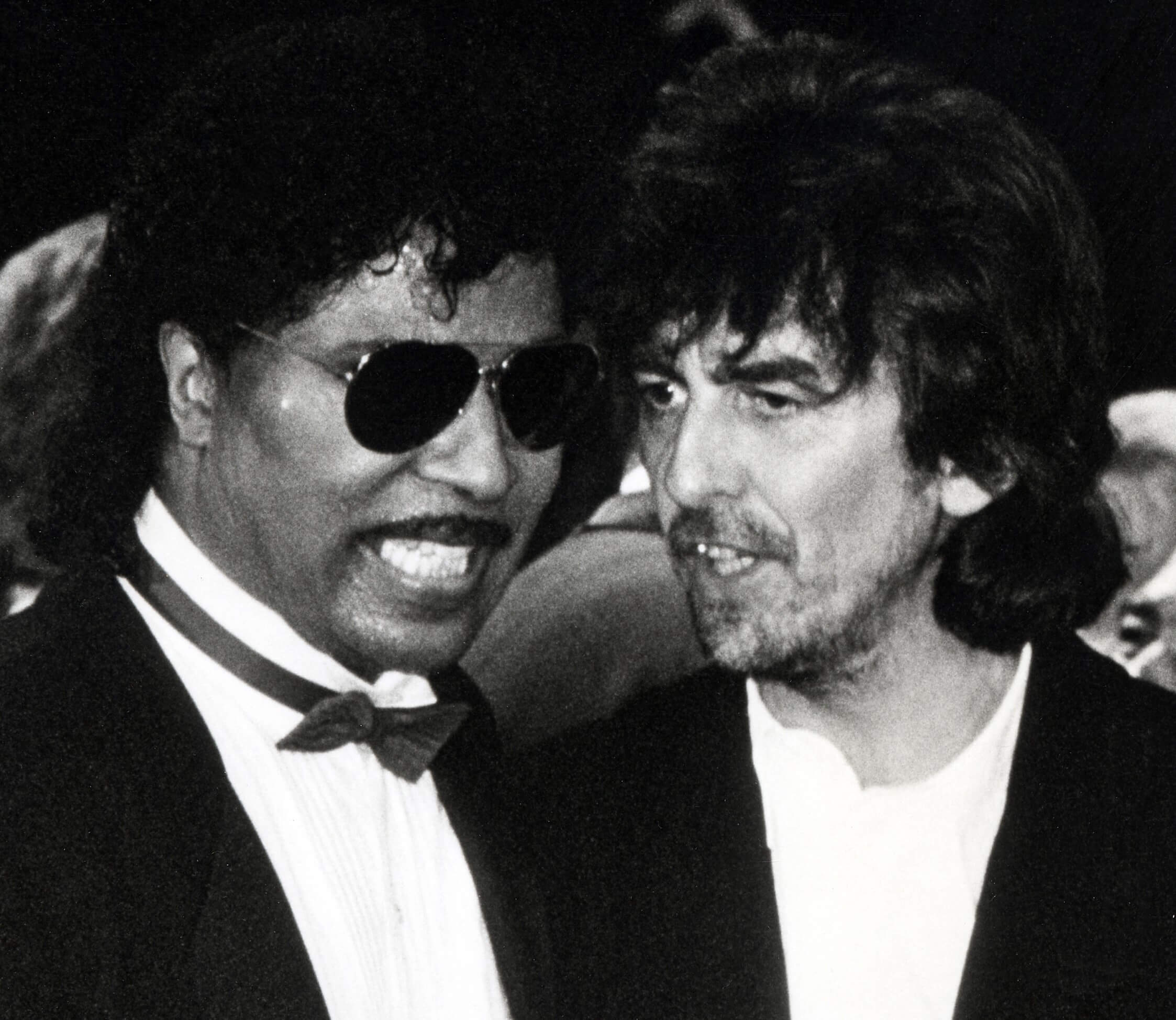 Little Richard and The Beatles' George Harrison in black-and-white