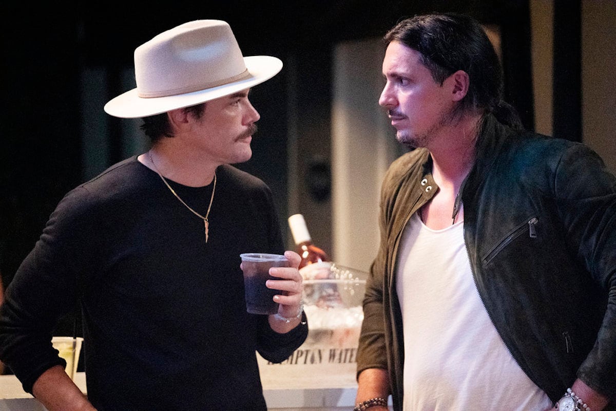 'Vanderpump Rules' star Peter Madrigal and Tom Sandoval talk to one another in a production still from season 10.