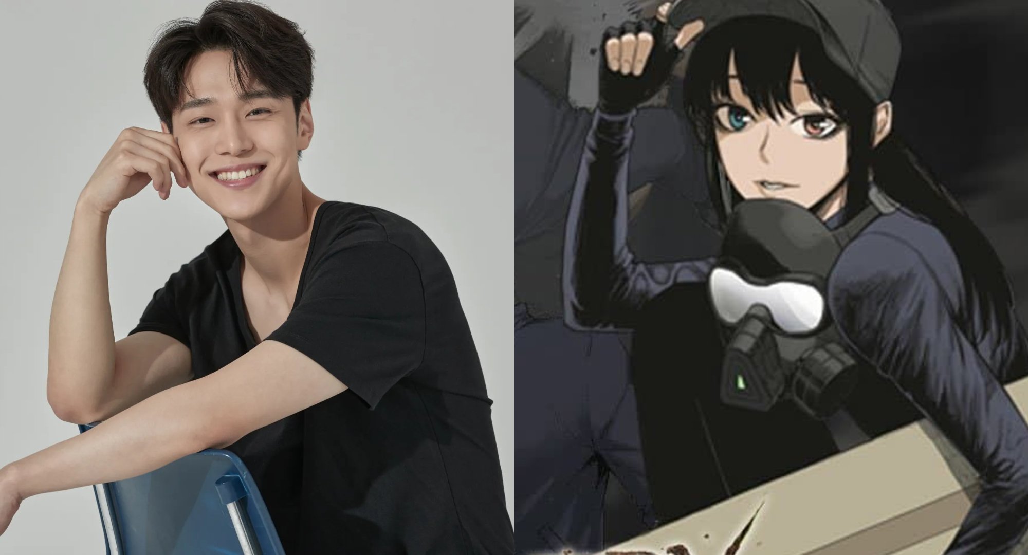 Actor Kang Yoo-seok and 'Black Knight' webtoon character Sa-wol.