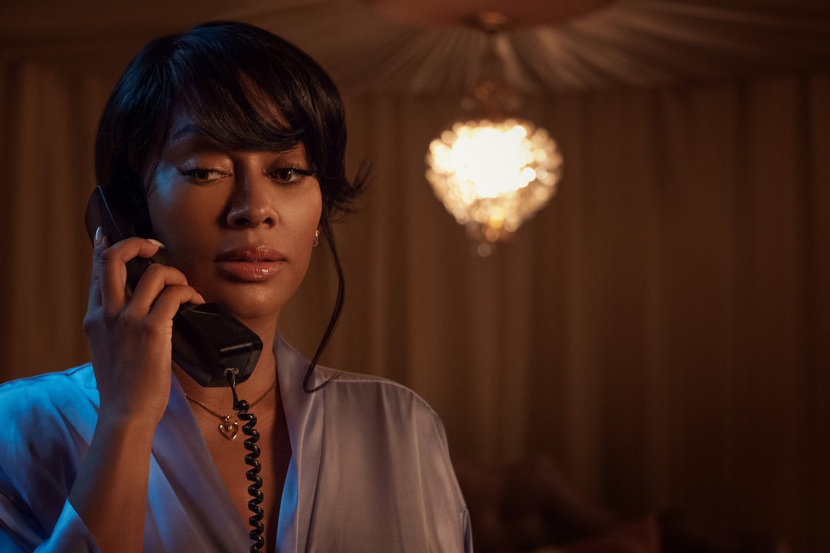 La La Anthony as Markisha Taylor wearing a silk robe and talking on the phone on 'BMF'