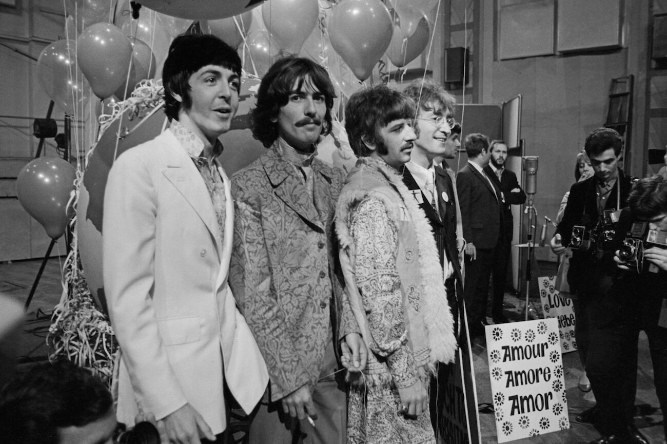 The Beatles at the launch of 'All You Need Is Love' in 1967.