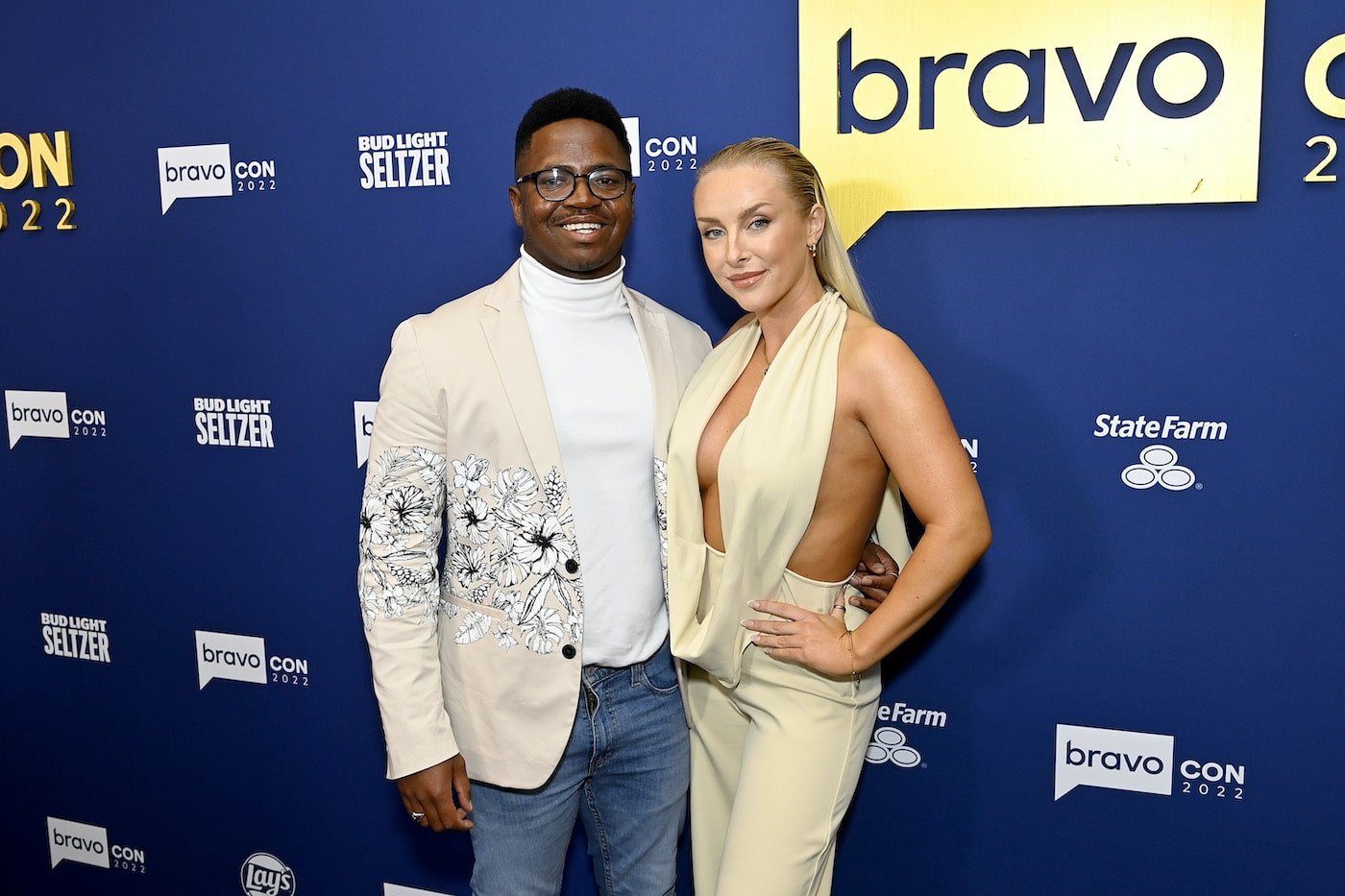 Mzi 'Zee' Dempers and Courtney Veale from 'Below Deck Med' pose at BravoCon