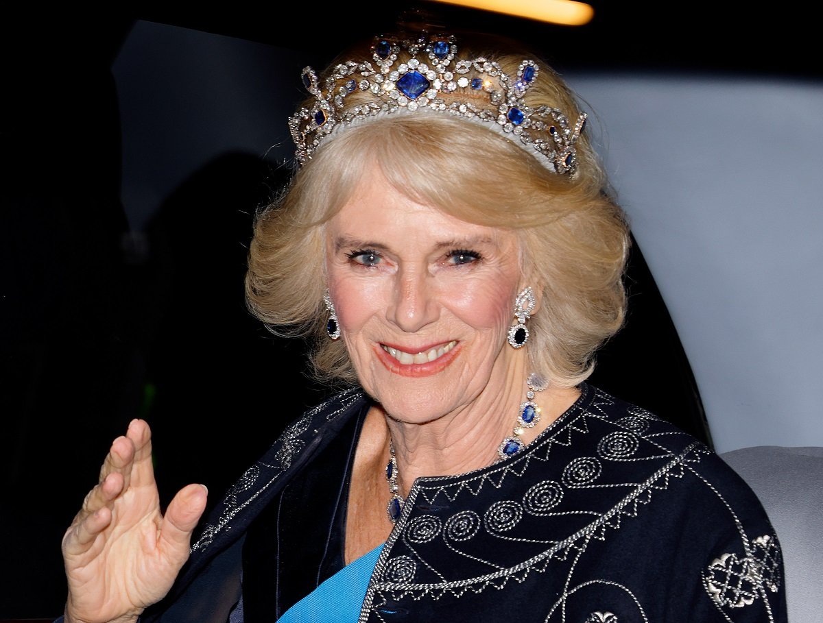 Camilla Parker Bowles arrives at the annual Reception for Members of the Diplomatic Corps at Buckingham Palace