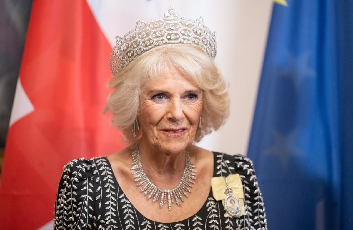 Camilla Parker Bowles, Queen Consort attends a State Banquet at Schloss Bellevue, hosted by the President Frank-Walter Steinmeier and his wife Elke Büdenbender on March 29, 2023 in Berlin, Germany