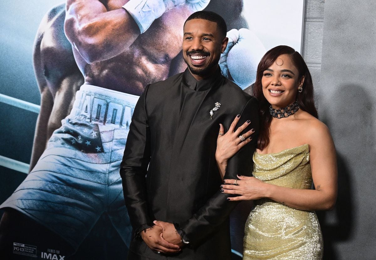 Michael B. Jordan and Tessa Thompson at the Creed III premiere