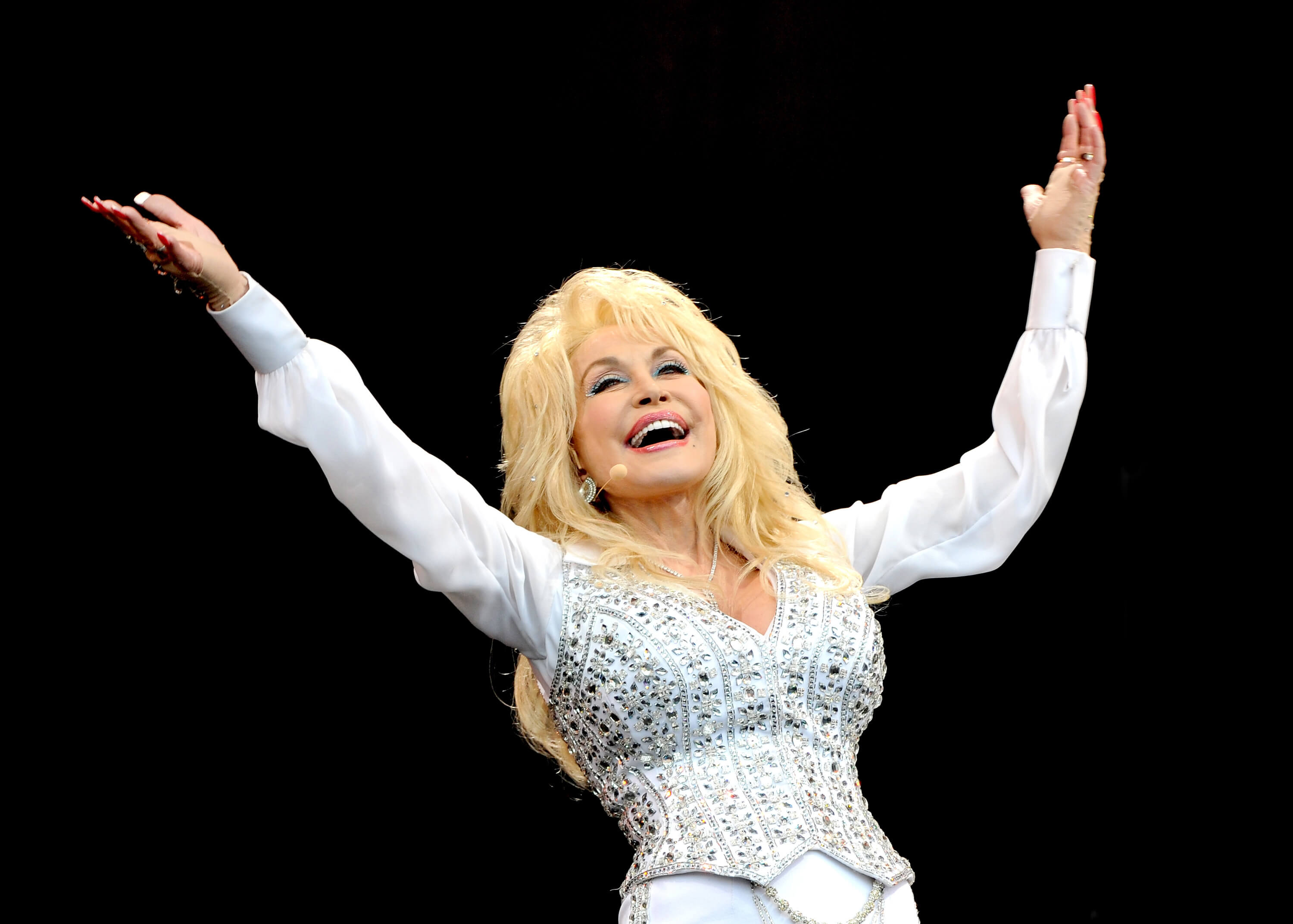Dolly Parton performs on The Pyramid Stage on Day 3 of the Glastonbury Festival