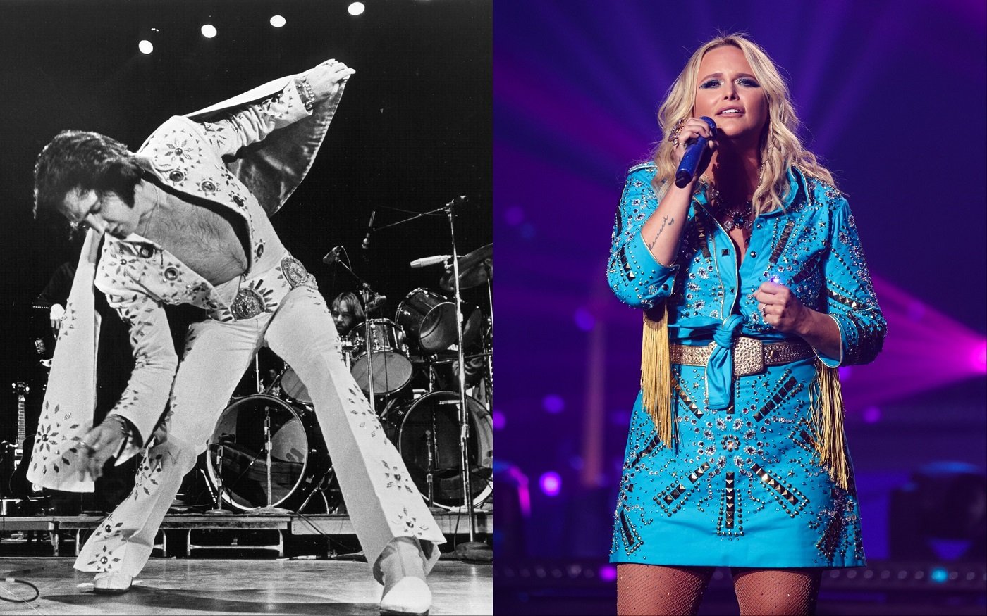 A joined photo of Elvis Presley and Miranda Lambert