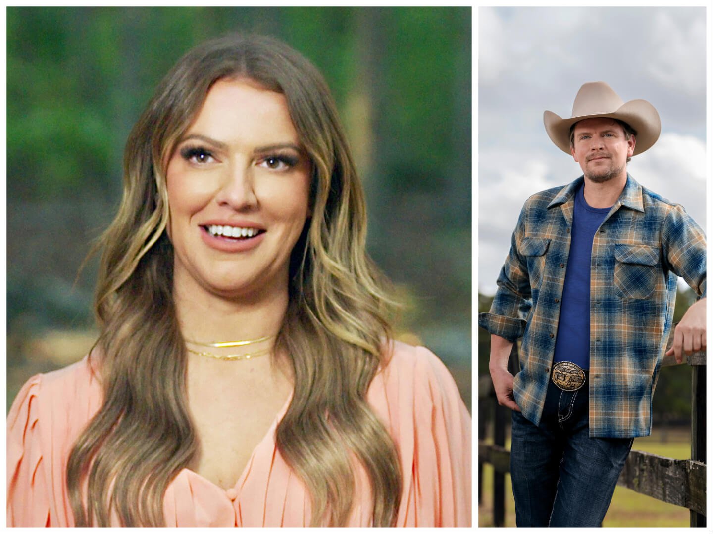 Side by side photos of 'Farmer Wants a Wife' cast members Heather and Landon