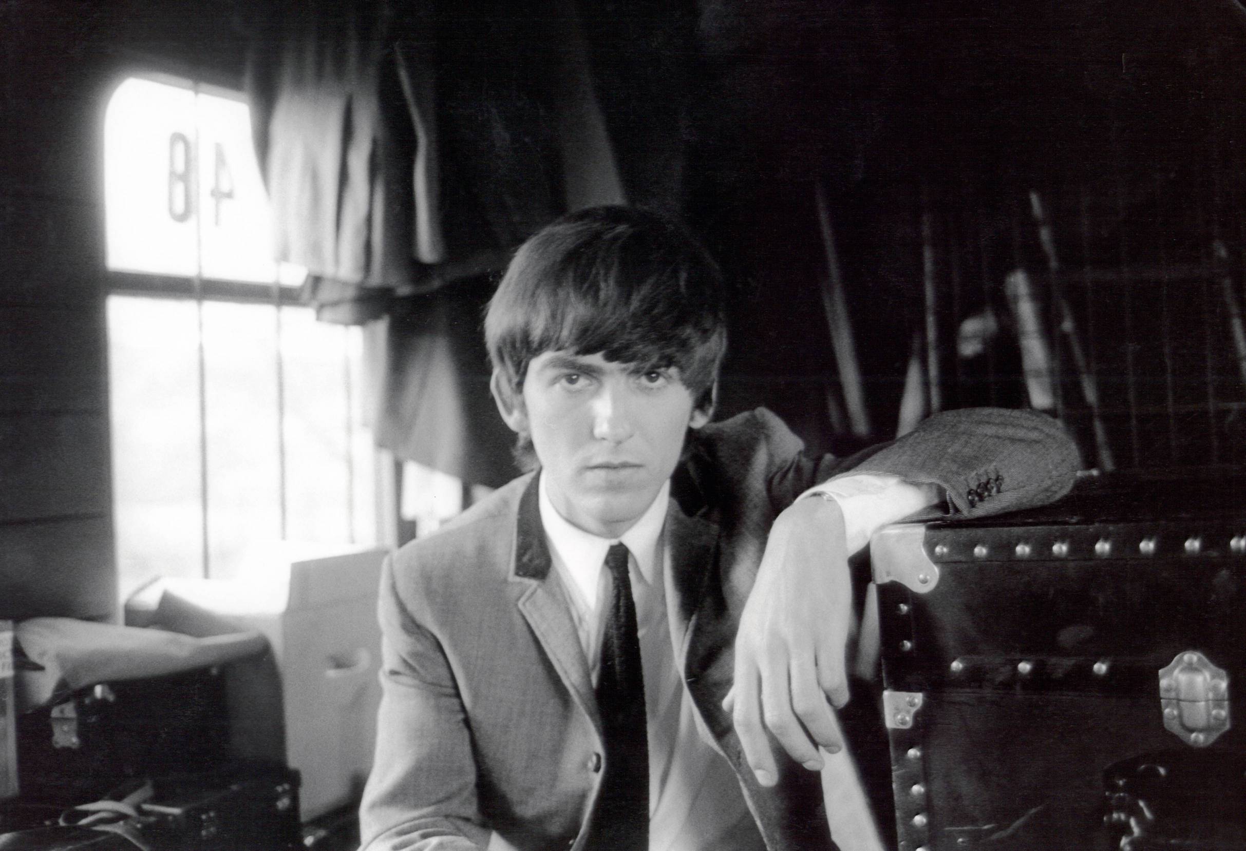 George Harrison of The Beatles on the set of 'A Hard Day's Night'
