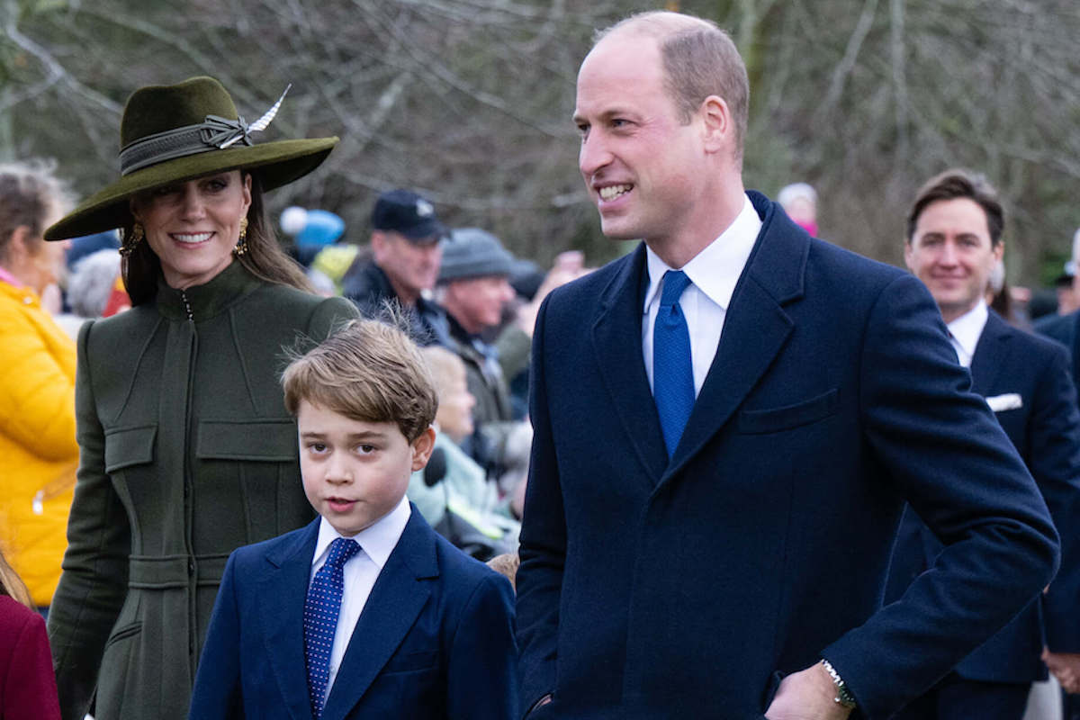 Kate Middleton and Prince William, who are reportedly 'worried' about Prince George's coronation role, walk with their son