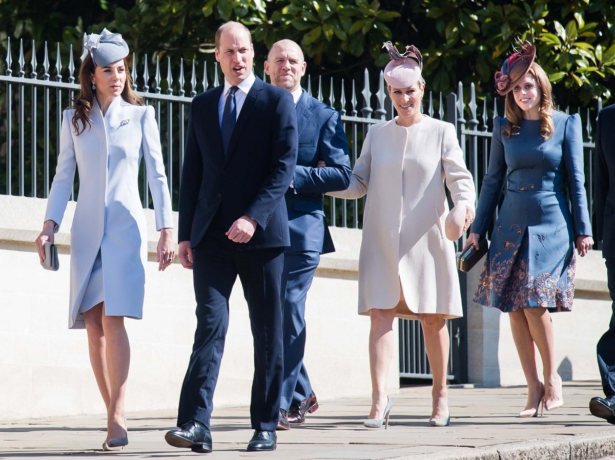 Kate Middleton, Prince William, Mike Tindall, Zara Tindall, and Princess Beatrice attend Easter Sunday service