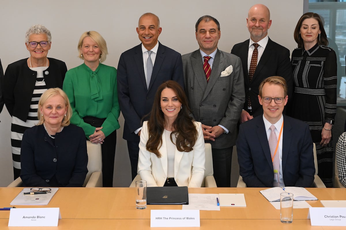 Kate Middleton, who hosted first meeting of new Business Taskforce for Early Childhood, poses for a group photo