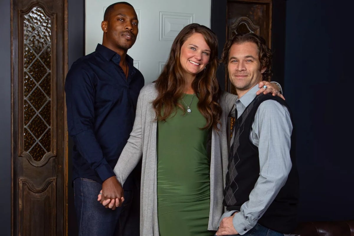 Kim, Dustin and Vinson pose together for promo as new cast members for 'Seeking Brother Husband' Season 1 on TLC.