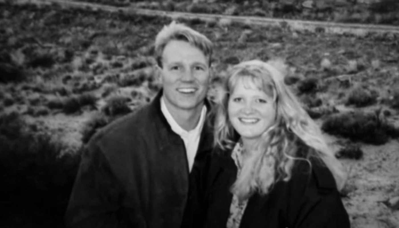 Kody Brown and Christine Brown pose for a photo together in the wilderness during the early years of their marriage
