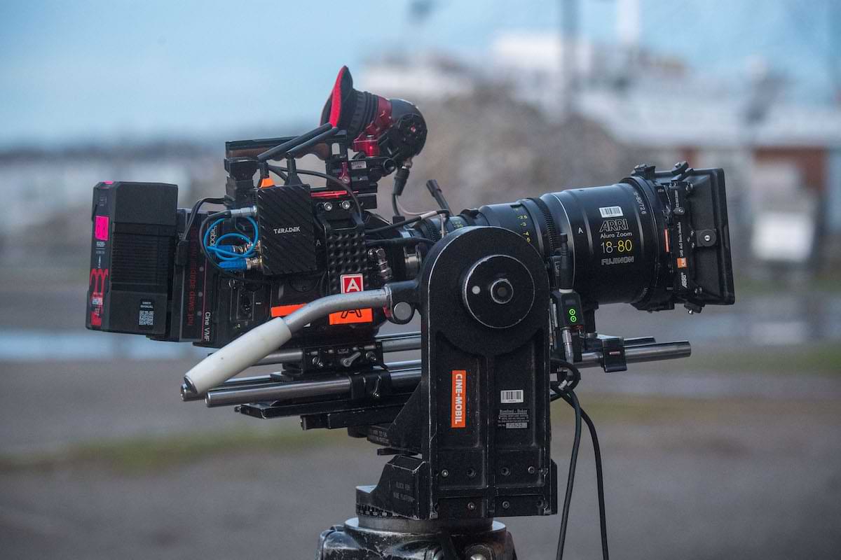 A camera on a film set