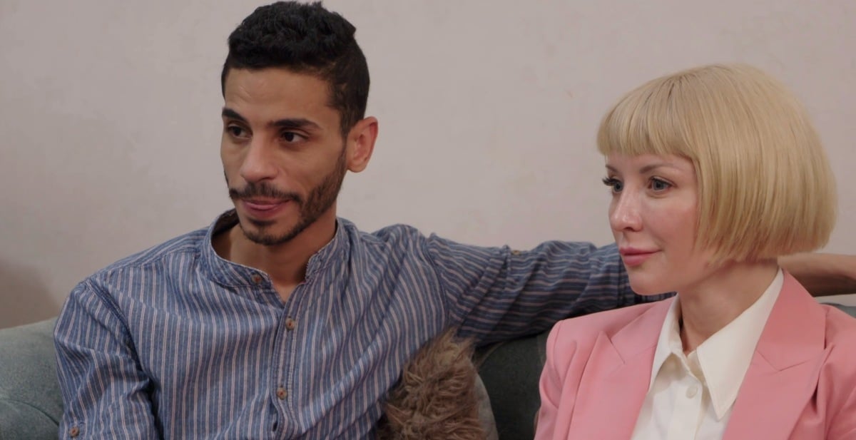 Mahmoud and Nicole sitting together in on '90 Day Fiancé: The Other Way' Season 4 on TLC.